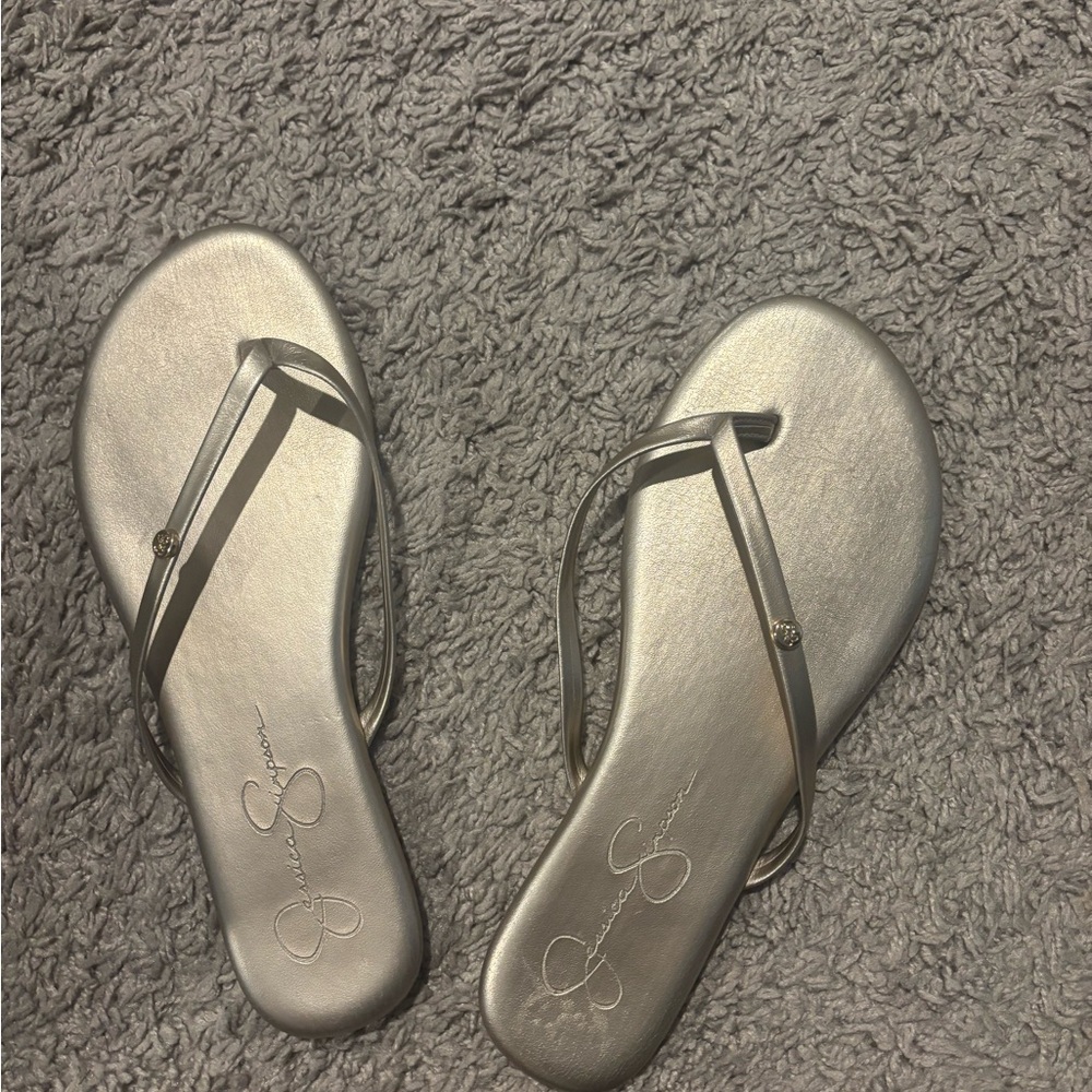 Jessica Simpson Gold Strappy Sandals/Flip Flops
